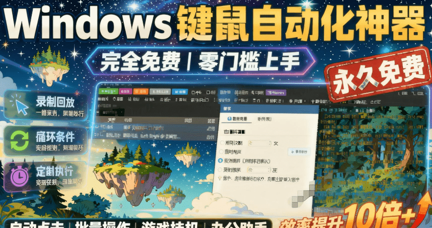 专业Windows键鼠自动化工具，免费永久使用，告别重复操作，小白也能快速创建自动化脚本- 哈蒙副业社