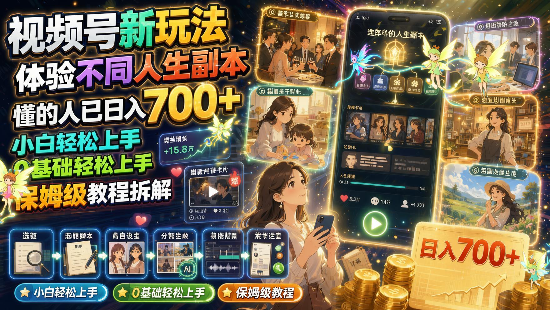 视频号新赛道：沉浸式人生剧情玩法，新手日收益700+保姆级教程（哈）- 哈蒙副业社