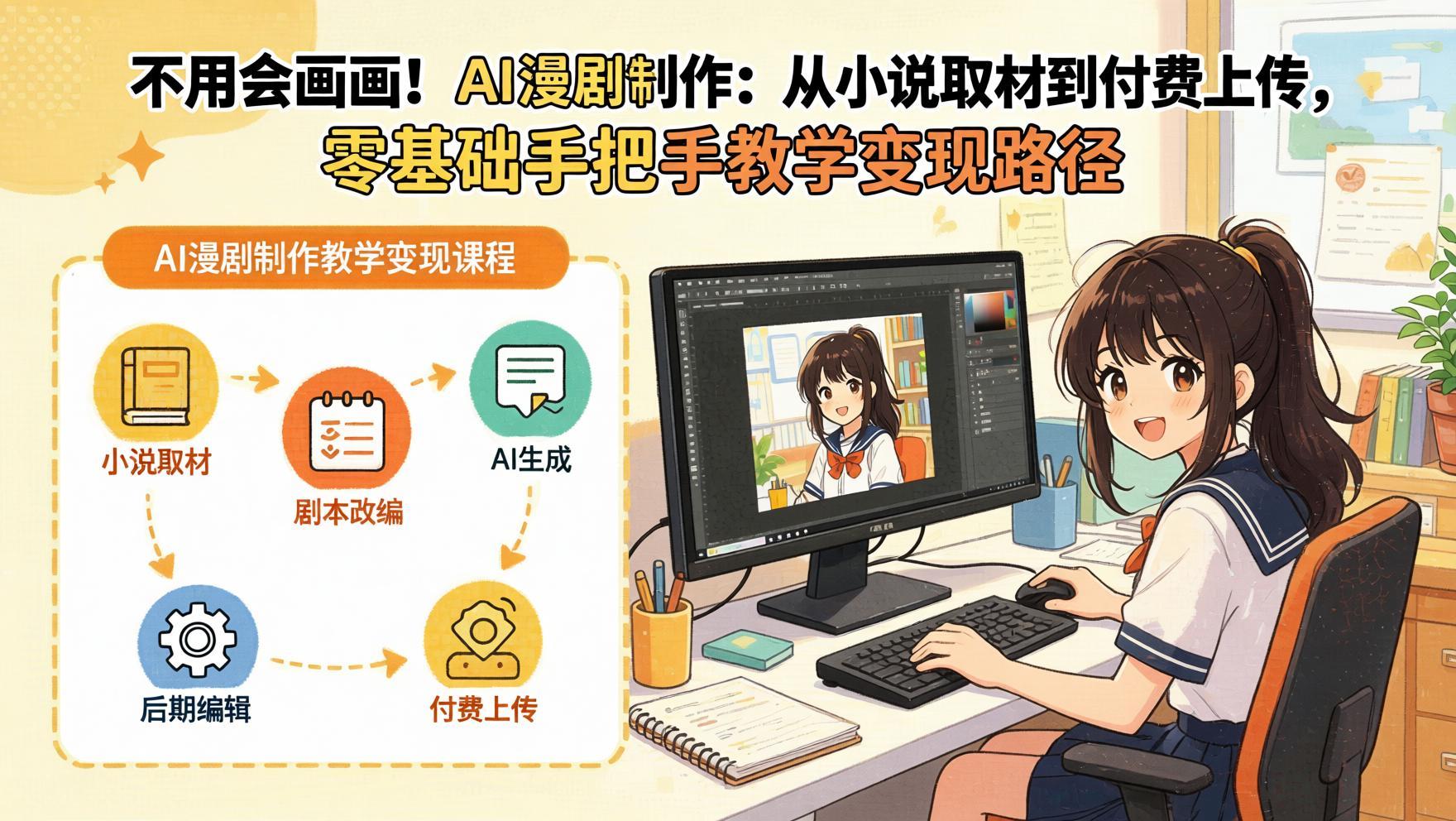 AI漫剧制作入门：小说改编到付费平台上传，零门槛副业变现全流程（哈）- 哈蒙副业社