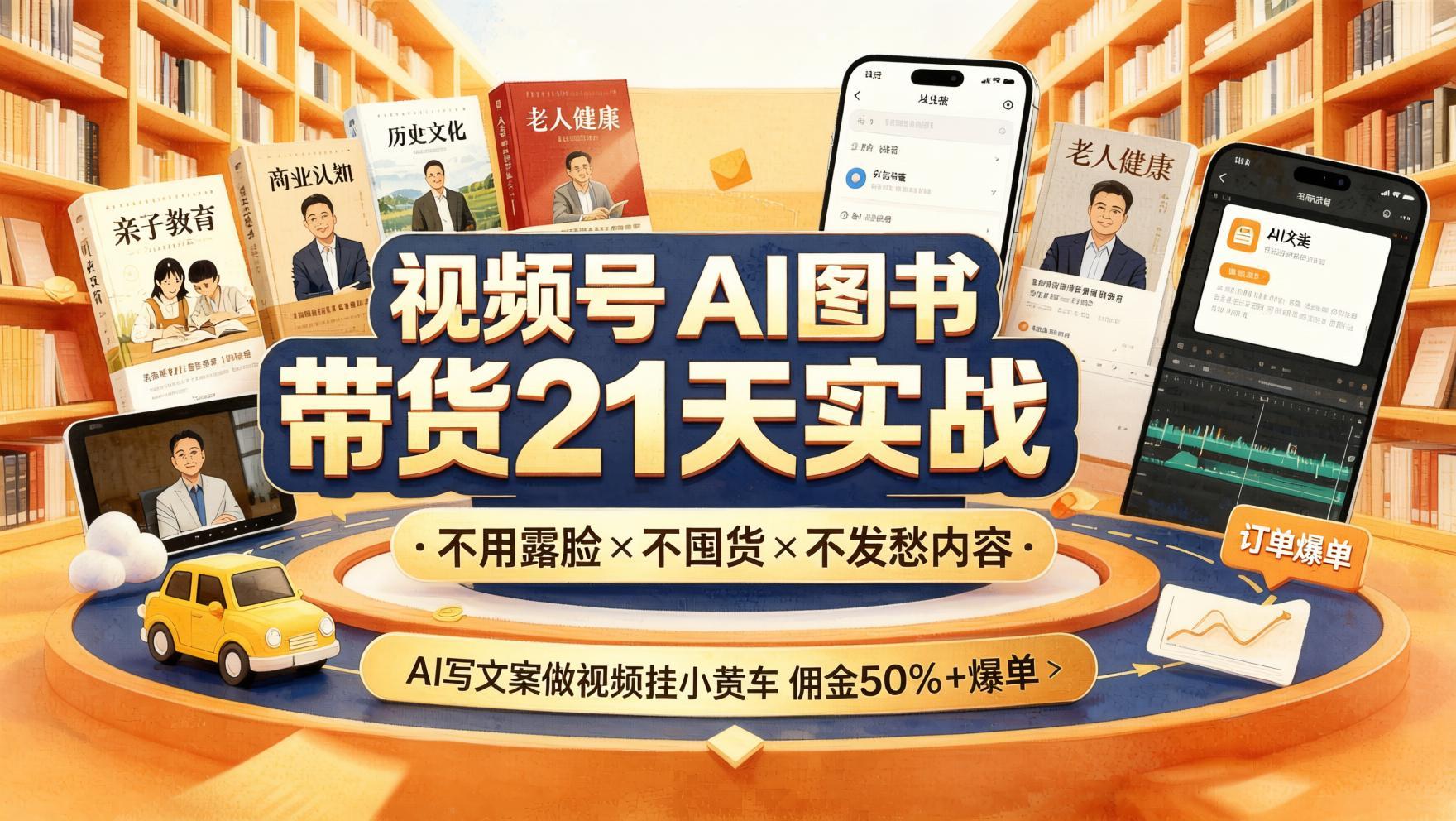 视频号AI图书带货21天训练营：不露脸不囤货，AI做内容挂车变现高佣（哈）- 哈蒙副业社