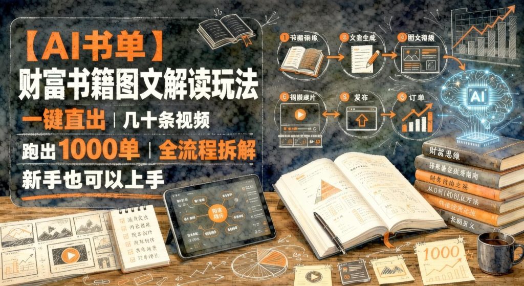 AI书单新赛道：财富书籍图文一键解读，批量产出内容，快速起号拿结果（哈）- 哈蒙副业社