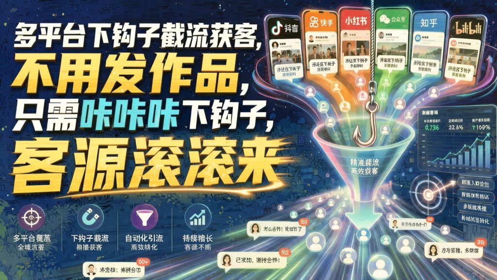 多平台评论区截流获客术:不发作品不拍视频,精准下钩子,客源不断(哈)- 哈蒙副业社