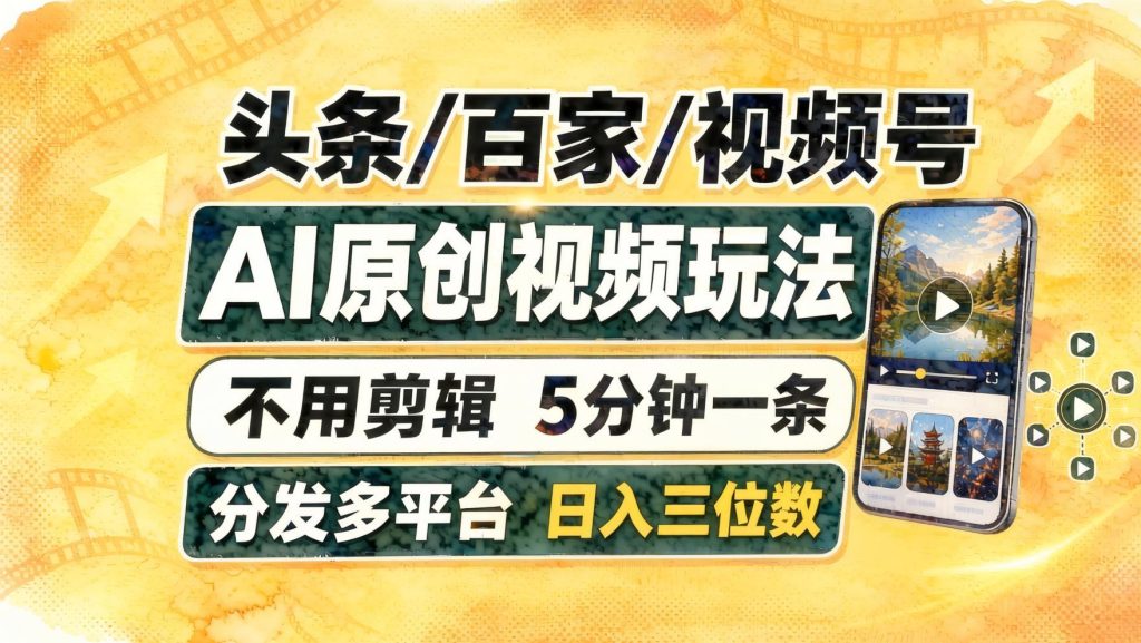 AI原创视频速通玩法：5分钟量产，多平台分发，日入三位数（哈）- 哈蒙副业社