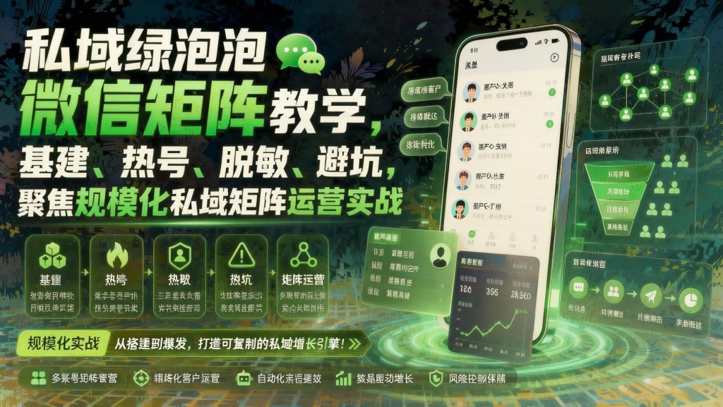 私域微信矩阵规模化实战：基建热号脱敏全流程，批量运营稳定放大（哈）- 哈蒙副业社