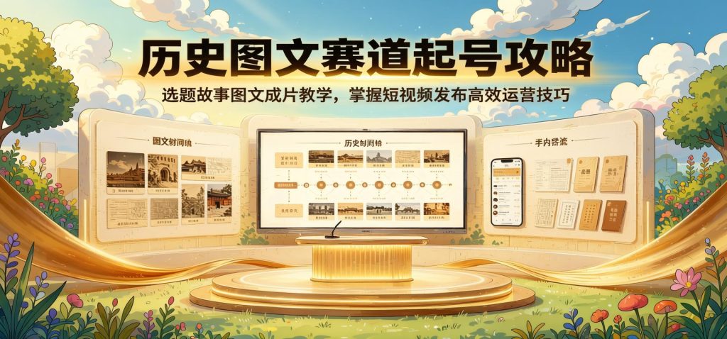 历史图文赛道起号全流程：低成本图文成片教学，掌握高效运营技巧（哈）- 哈蒙副业社