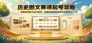 历史图文赛道起号全流程：低成本图文成片教学，掌握高效运营技巧（哈）- 哈蒙副业社