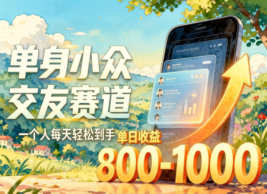 单身小众交友新玩法，一人日入1000+，冷门刚需落地快（哈）- 哈蒙副业社