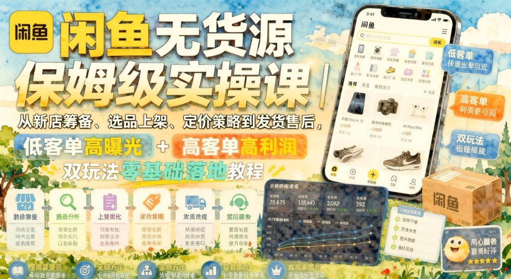 闲鱼无货源实操课：新店筹备到发货售后，低客单+高客单双玩法落地（哈）- 哈蒙副业社