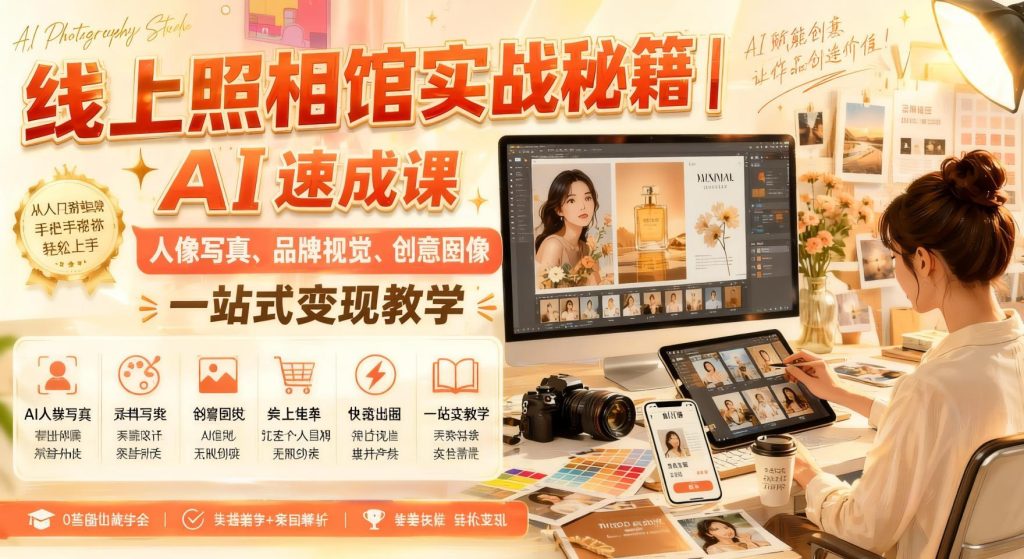 AI线上照相馆变现课：人像写真、品牌视觉、创意图像一站式教学（哈）- 哈蒙副业社