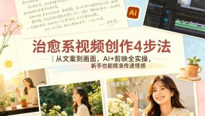 治愈系视频创作4步法：AI+剪映实操，新手也能做出高共鸣情感视频（哈）- 哈蒙副业社