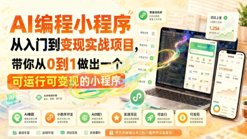 AI编程小程序实战课：21天从零做出可变现的小程序（哈）- 哈蒙副业社
