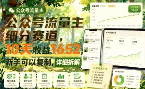 公众号流量主细分赛道实操拆解：新手10天收益1652（哈）- 哈蒙副业社