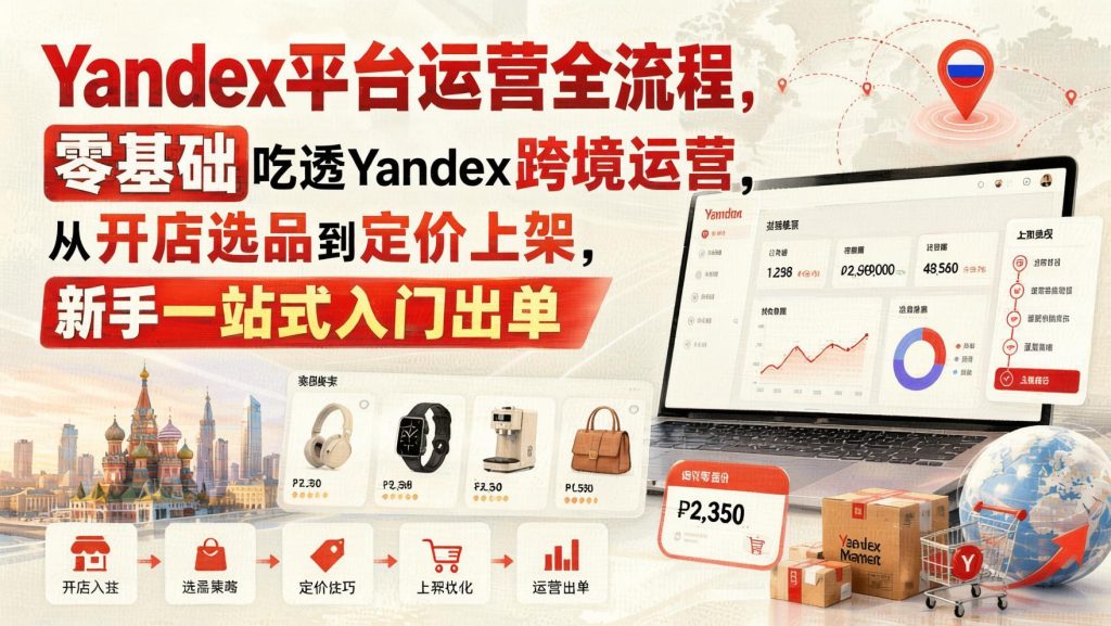 Yandex跨境运营实操课：从开店选品到定价上架全流程（哈）- 哈蒙副业社