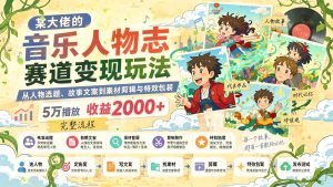 音乐人物志短视频变现全流程：选题文案剪辑特效，5万播放收益2000+（哈）- 哈蒙副业社