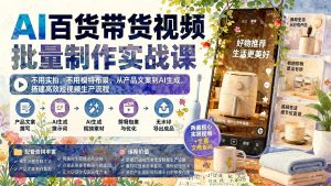 AI百货带货视频批量制作实战课：不实拍不布景，从文案到提示词搭建高效素材生产线（哈）- 哈蒙副业社