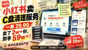小红书远程C盘清理服务：一单29.99卖出2万+，虚拟技术零门槛变现（哈）- 哈蒙副业社