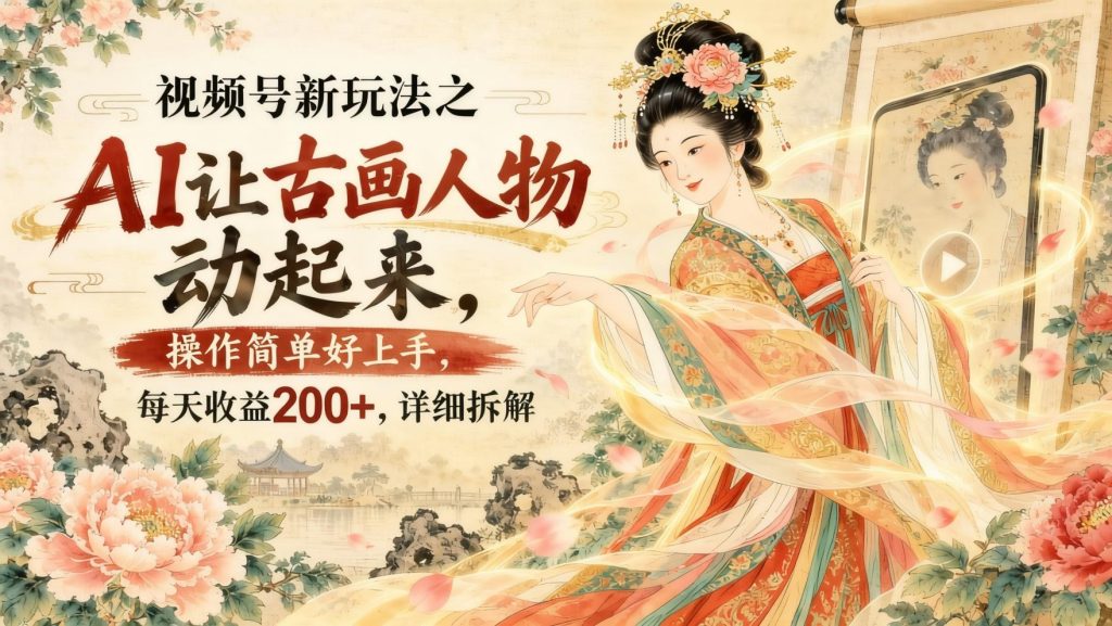 图片[1]- 视频号AI古画动起来新玩法：零基础每天稳定200+，详细拆解（哈）- 哈蒙副业社