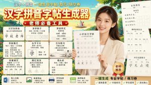 学习神器，汉字拼音字帖生成器，汉字+拼音 一键生成字帖/默写/填空卷，支持词组、成语，老师、家长必备- 哈蒙副业社