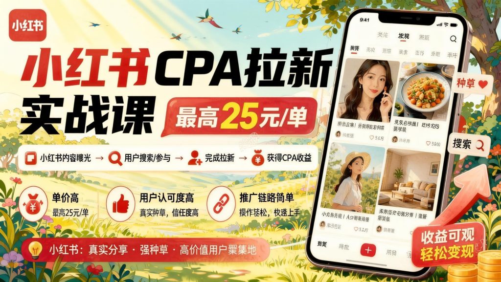 图片[1]- 小红书CPA拉新多赛道玩法拆解：单量越高单价越高，最高27元一单，附实操课程（哈）- 哈蒙副业社