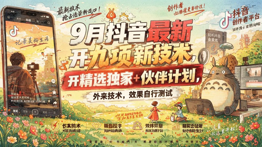 图片[1]- 9月抖音开九项新技术玩法：精选独家+伙伴计划实操思路，效果自测（哈）- 哈蒙副业社