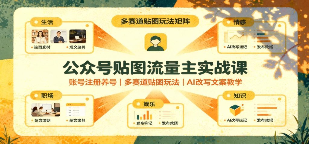 图片[1]- 公众号贴图流量主实操课：账号养号到多赛道贴图，AI改写原创文案拿收益（哈）- 哈蒙副业社