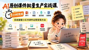 AI原创课件批量生产实战课，1小时搞定PPT教案逐字稿说课稿，小红书课件运营思路拆解（哈）- 哈蒙副业社