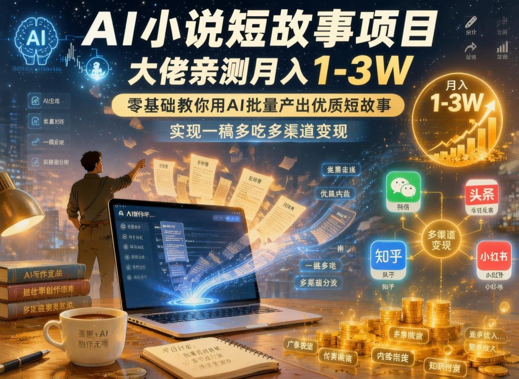 图片[1]- AI短故事写作项目拆解：零基础批量产出优质短故事与多渠道变现思路（哈）- 哈蒙副业社