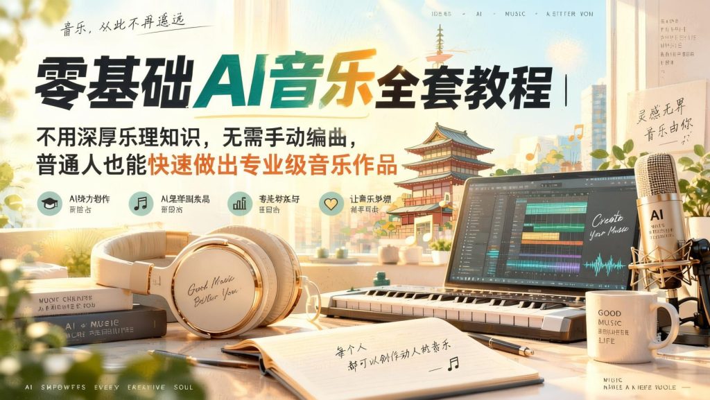 图片[1]- 零基础AI音乐制作全套教程：双系统软件插件+修音混音母带，普通人也能做专业作品（哈）- 哈蒙副业社