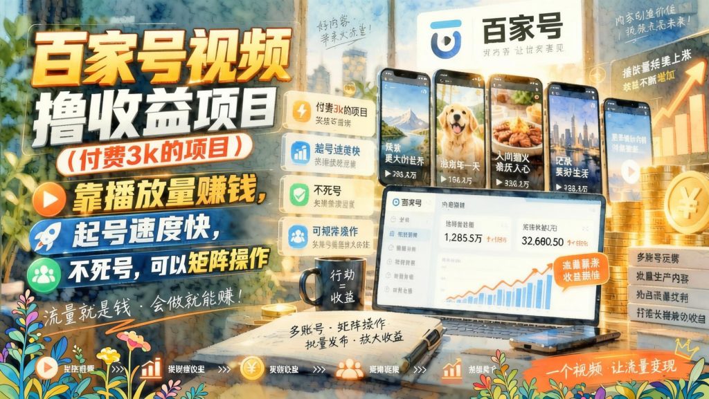 图片[1]- 百家号视频播放量项目：原创混剪+多平台分发，起号快可矩阵（哈）- 哈蒙副业社