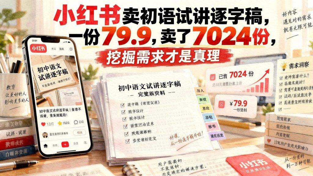 图片[1]- 小红书卖初语试讲逐字稿：单份79.9售出7024份，刚需虚拟资料玩法（哈）- 哈蒙副业社