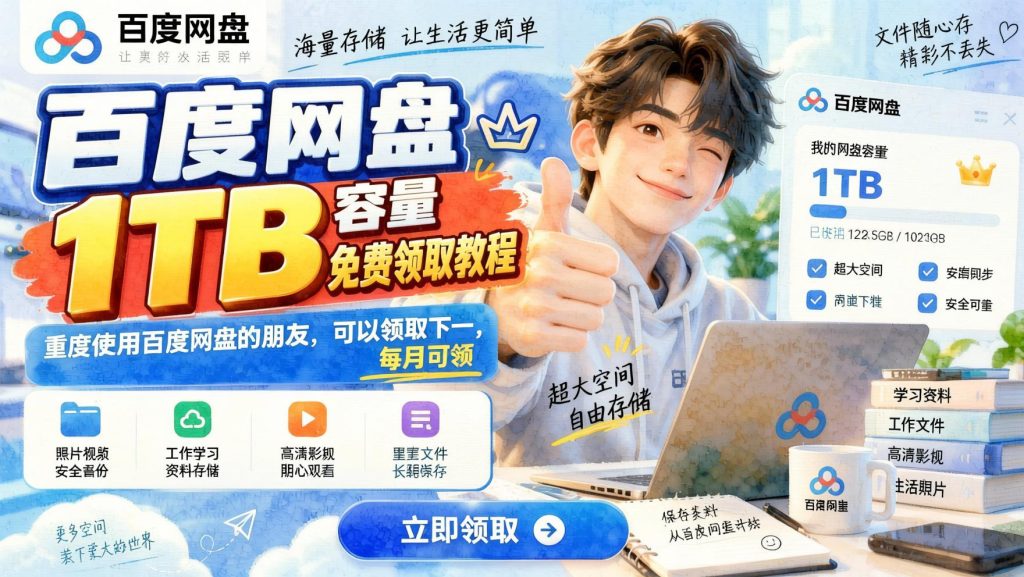 图片[1]- 百度网盘1TB容量免费领取教程：新老用户每月可领，重度用户别错过（哈）- 哈蒙副业社