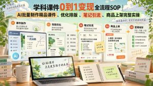学科课件0到1全流程：AI批量做精品课件+排版翻新+笔记引流+商品上架（哈）- 哈蒙副业社