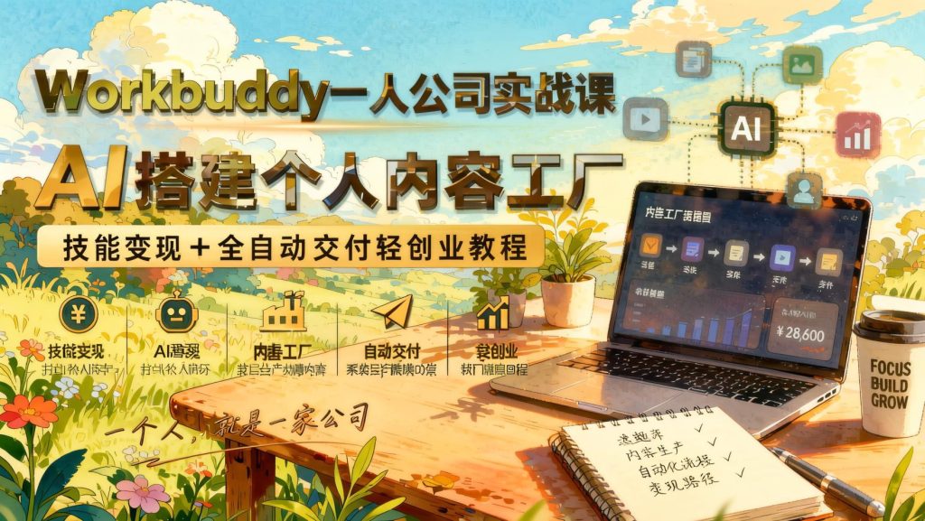 图片[1]- Workbuddy一人公司实战课：AI内容工厂搭建与技能产品化自动交付（哈）- 哈蒙副业社