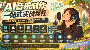 零基础AI音乐制作全套实战：修音扒带贴唱混音母带到完整歌曲输出（哈）- 哈蒙副业社