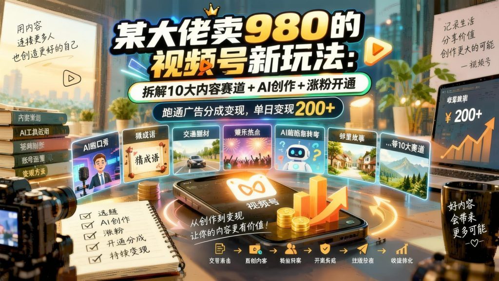 图片[1]- 视频号分成计划新玩法：10大内容赛道搭配AI创作，涨粉开通与广告分成拆解（哈）- 哈蒙副业社