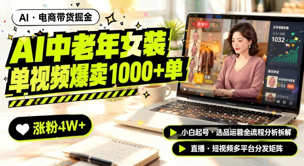 图片[1]- AI中老年服装带货新玩法：不露脸也能起号，选品运营全流程拆解（哈）- 哈蒙副业社