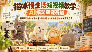 视频号AI猫咪慢生活短视频课:搞笑萌宠赛道起号与多种合作方式拆解(哈)- 哈蒙副业社