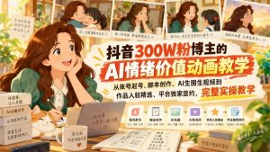 抖音高粉博主AI情绪价值动画实战:起号、脚本、AI生图生视频、精选签约全流程(哈)- 哈蒙副业社