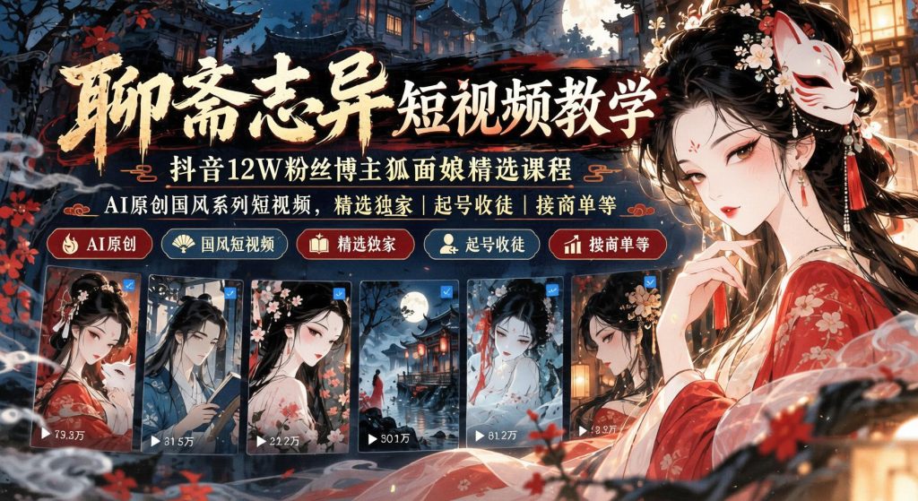 图片[1]- 聊斋志异国风AI短视频实战：起号、商单、收徒全流程（哈）- 哈蒙副业社