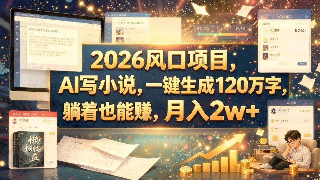 图片[1]- 2026 AI写小说项目：一键生成百万字小说，平台发布获取稿费（哈）- 哈蒙副业社