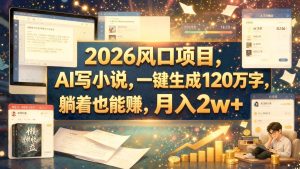 2026 AI写小说项目：一键生成百万字小说，平台发布获取稿费（哈）- 哈蒙副业社
