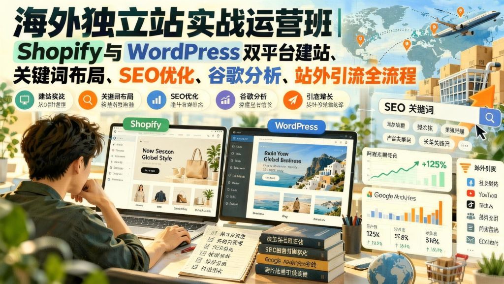 图片[1]- 跨境独立站从建站到引流：Shopify+WordPress+SEO+谷歌分析全流程实战（哈）- 哈蒙副业社