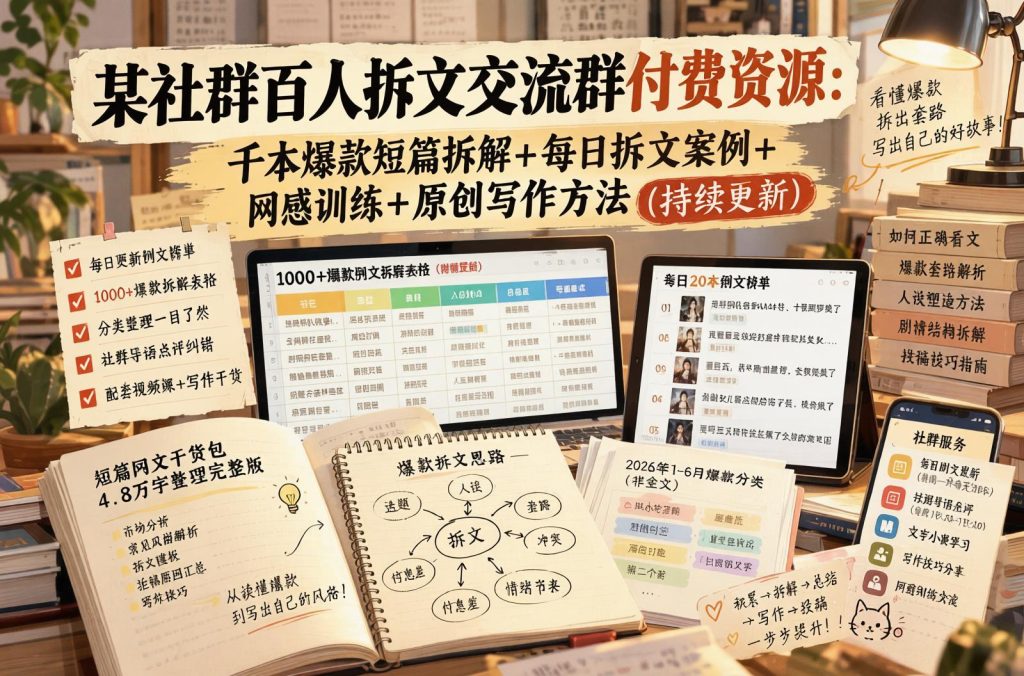 图片[1]- 短篇网文拆文训练资源：千本爆款拆解+每日案例+网感写作方法（哈）- 哈蒙副业社