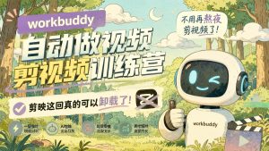 WorkBuddy AI自动做视频剪视频训练营：不熬夜剪片，新手也能跑通自动出片（哈）- 哈蒙副业社