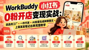 小红书0粉开店实操:WorkBuddy选品找工厂,一件代发+AI批量种草图文出单(哈)- 哈蒙副业社