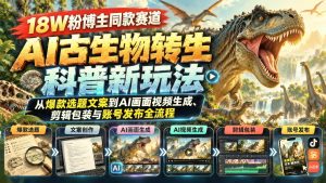 AI古生物转生科普短视频：从爆款选题到视频生成发布全流程（哈）- 哈蒙副业社