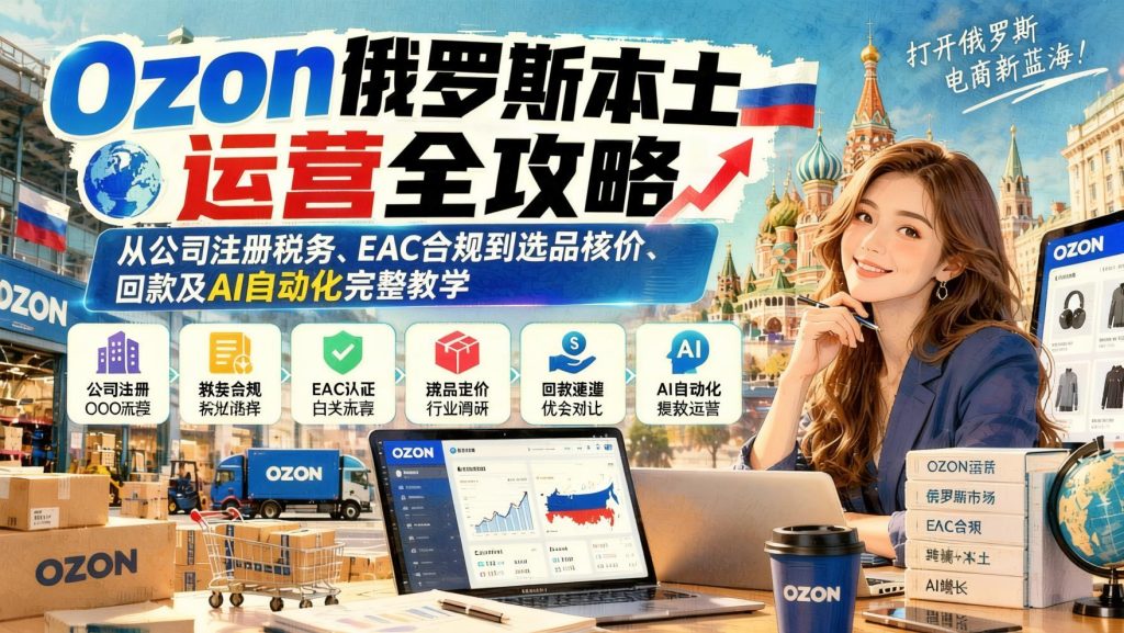图片[1]- Ozon俄罗斯本土店全流程实操：公司注册税务EAC合规选品核价回款与AI提效（哈）- 哈蒙副业社