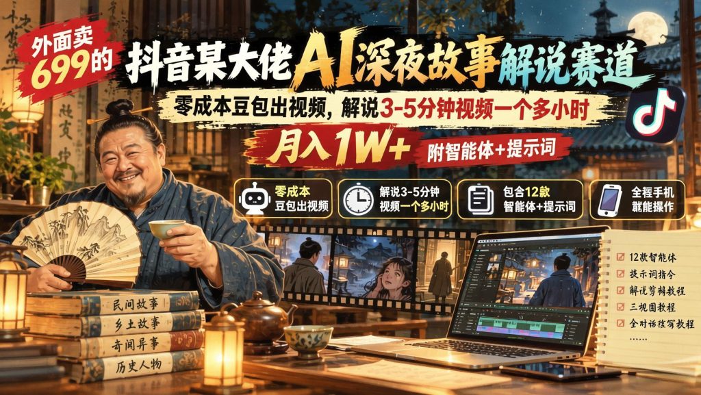 图片[1]- 抖音AI深夜故事解说实战：豆包零成本出片+三视图分镜+智能体提示词（哈）- 哈蒙副业社