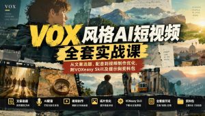 VOX风格AI短视频全流程实战:文案选题、配音与成片优化,附Skill和提示词包(哈)- 哈蒙副业社