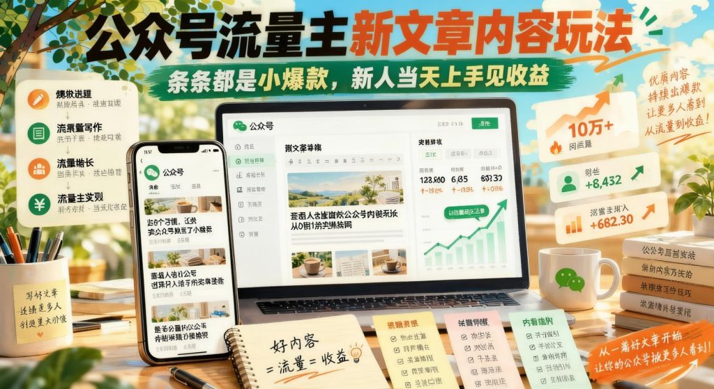 图片[1]- 公众号流量主文章新玩法：条条小爆款，新人当天上手就能出结果（哈）- 哈蒙副业社